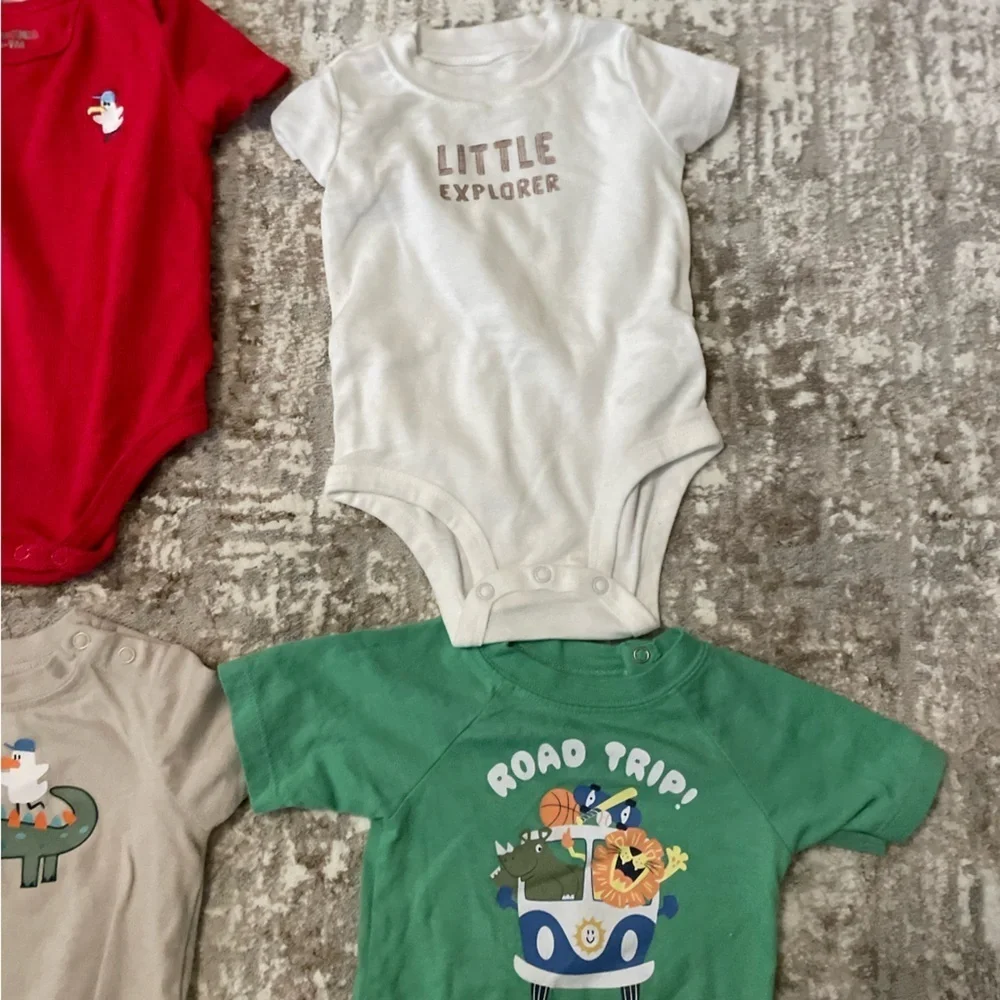 Garanimals Colorful Bodysuit Set - Red, White, Beige, Green size 6/9M